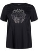 T-shirt i bomull med tryck, Black w. Silverlion, Packshot image number 0