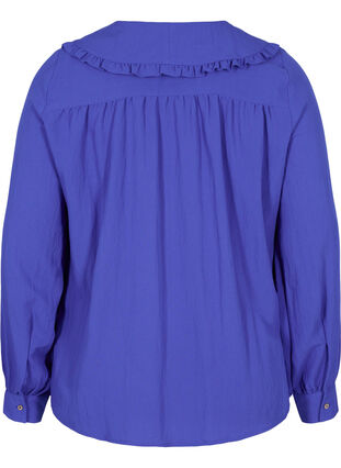 Viskosskjorta med bred krage, Dazzling Blue, Packshot image number 1