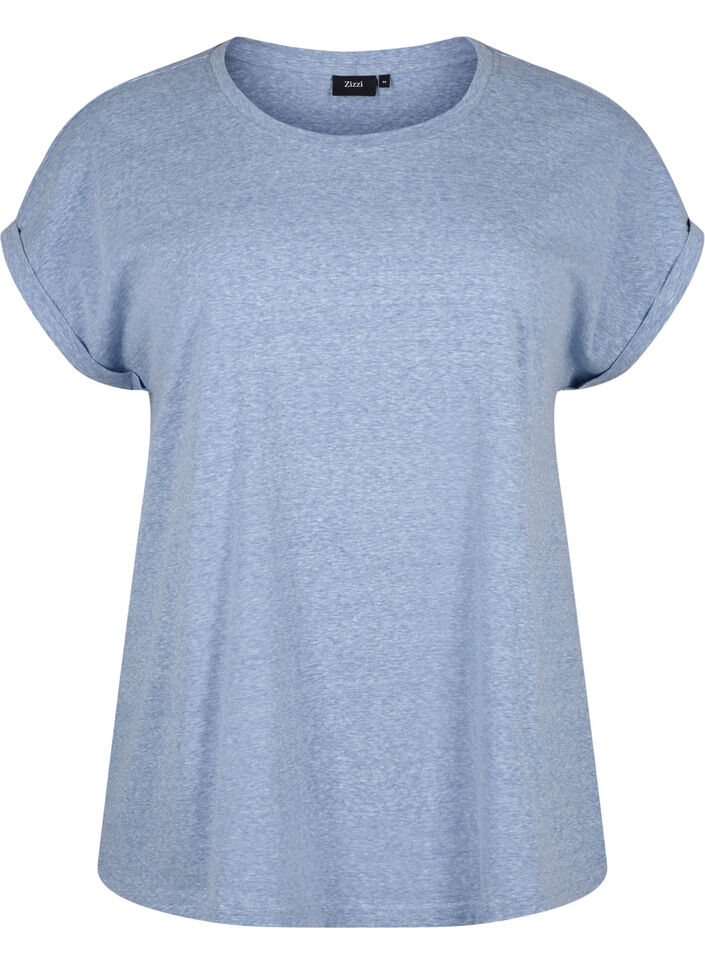 Melerad t-shirt med korta &auml;rmar, Bl&aring;, Packshot image number 0