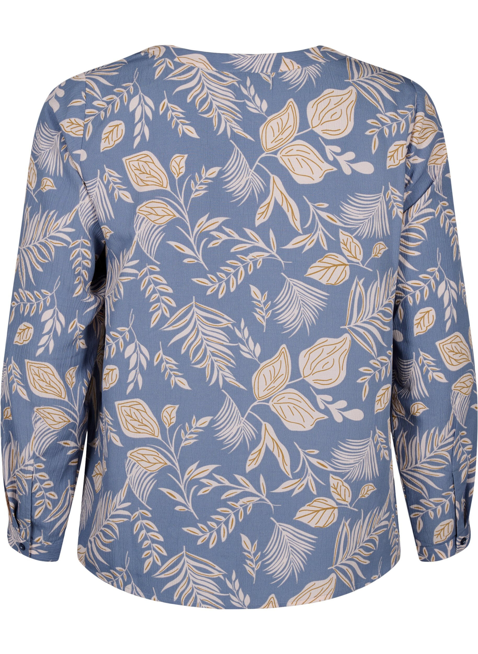 Zizzi FLASH - L&aring;ng&auml;rmad blus med tryck, Delft AOP, Packshot image number 1