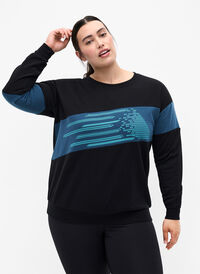 Sweatshirt med sportigt tryck, Black Comb, Model