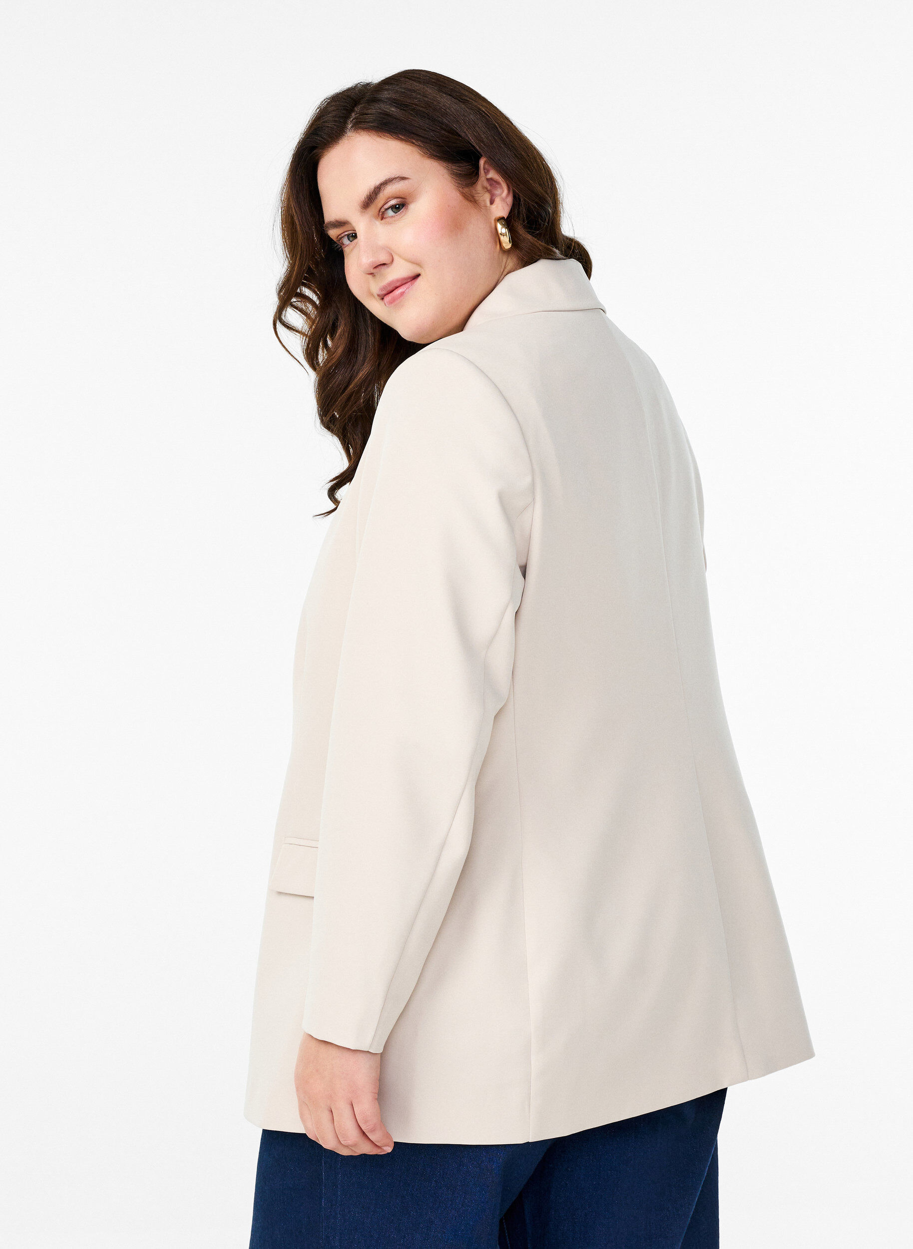 ZizziKlassisk kavaj med knappst&auml;ngning, Beige, Model image number 2