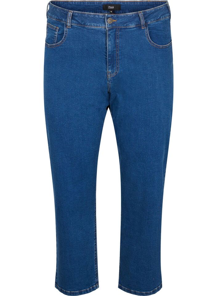 Croppade Vera-jeans med raka ben, Bl&aring;, Packshot image number 0
