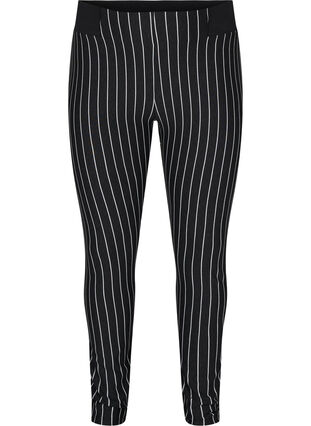 Randiga leggings med resår i midjan, Dark Grey Stripe, Packshot image number 0