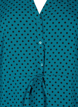 Mönstrad klänning med dragsko i midjan, Shaded Spruce Dot, Packshot image number 2