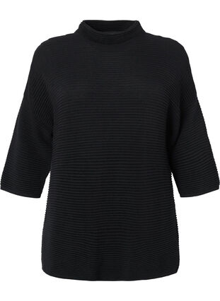 Strukturerad tröja med hög hals, Black, Packshot image number 0