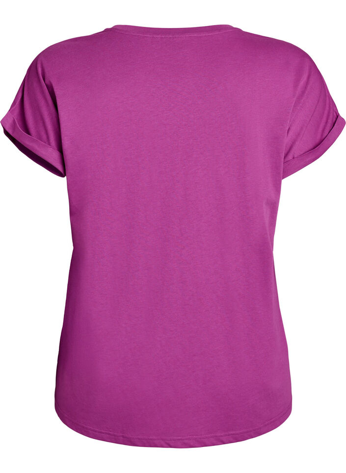 Kort&auml;rmad t-shirt i bomullsblandning, Lila, Packshot image number 1