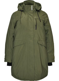 Vattenavvisande parkas med huva och funktionella detaljer, Gr&ouml;n