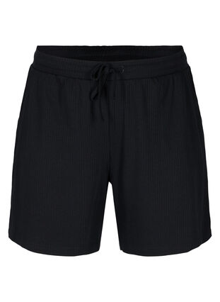 Ribbade shorts med fickor, Black, Packshot image number 0