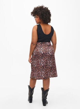 Leopardmönstrad kjol med slits, Leopard AOP, Model image number 1