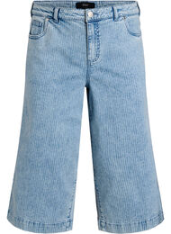 Kritstrecksrandiga culottejeans med vida ben, Bl&aring;