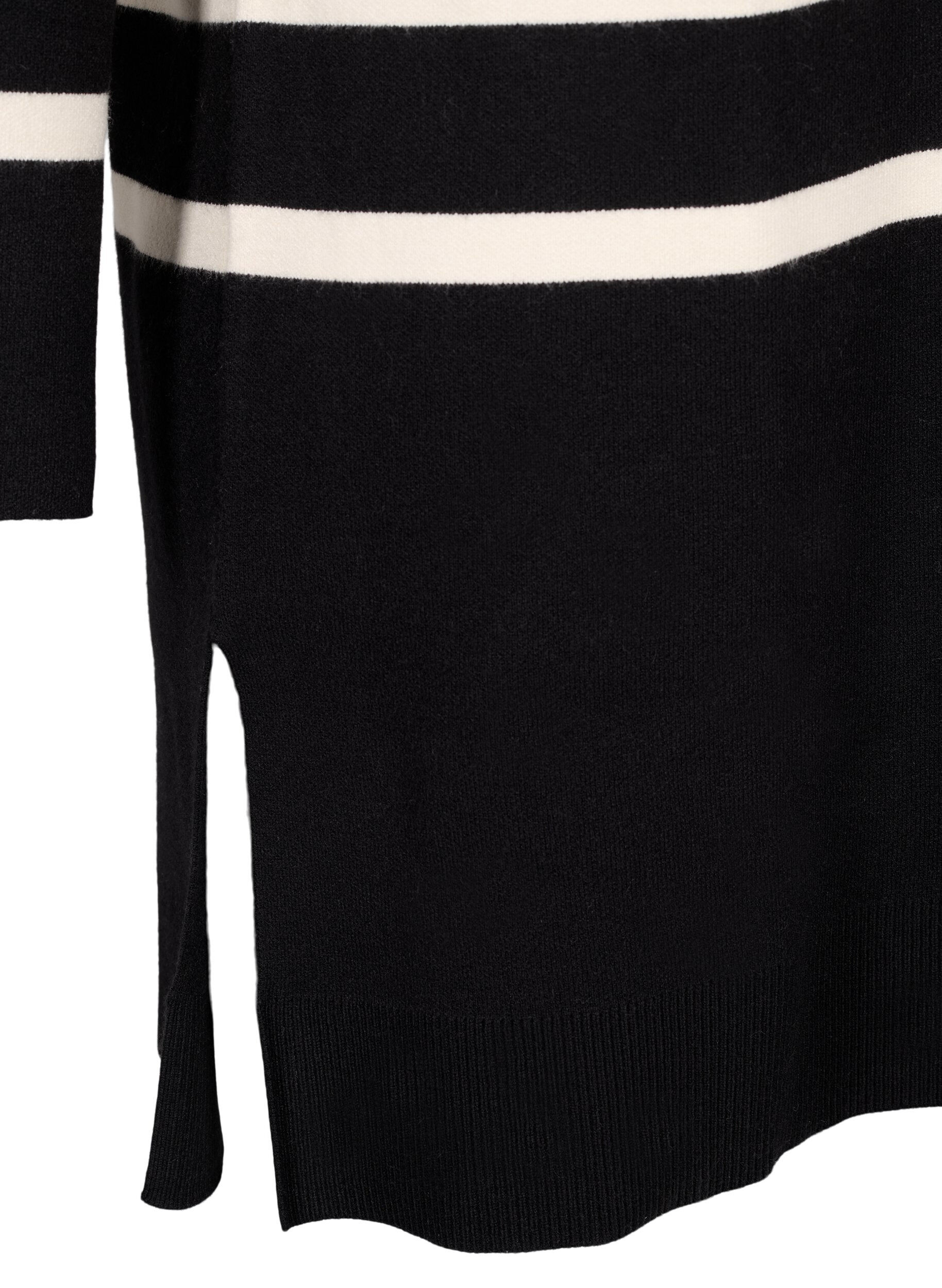 Zizzi Stickad kl&auml;nning med rund halsringning och slits, Svart, Packshot image number 3