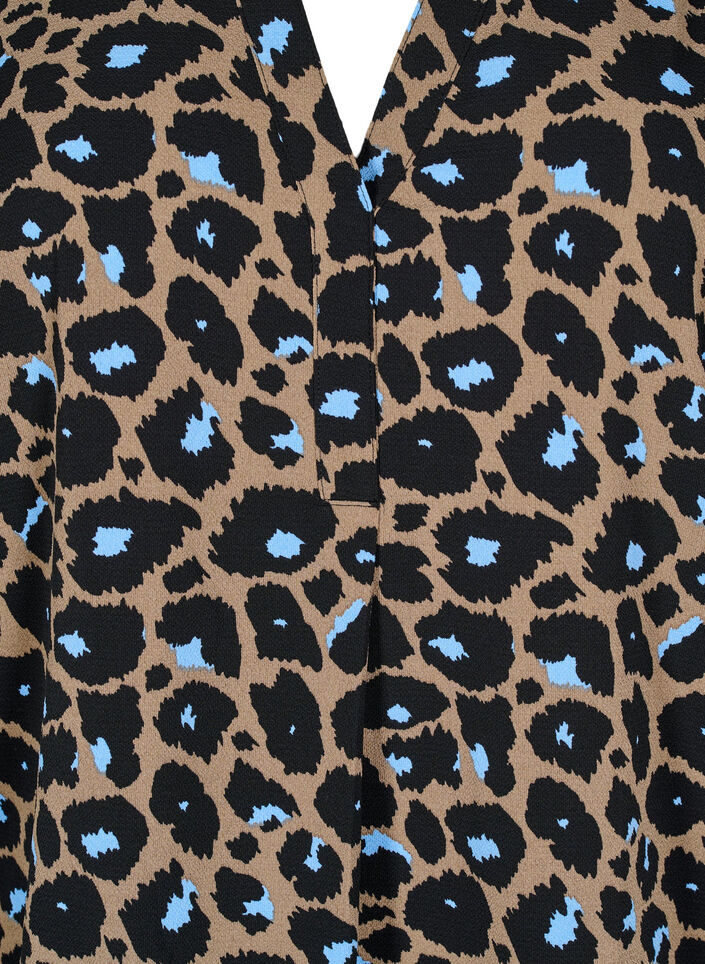 Kortärmad blus med v-ringning, Brun, Packshot image number 2