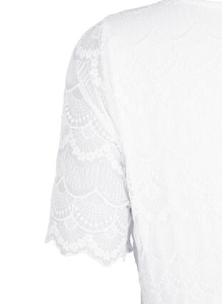 Festklänning med spets och empire-midja, Bright White, Packshot image number 3