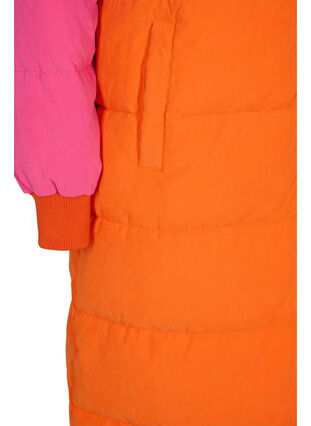 Lång vinterjacka med colour block, Pink W/Orange, Packshot image number 3
