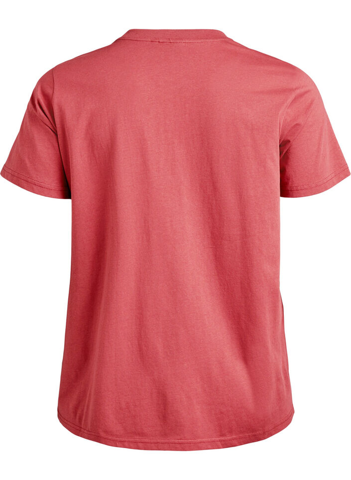 Enkel t-shirt i bomull med rund halsringning, R&ouml;d, Packshot image number 1