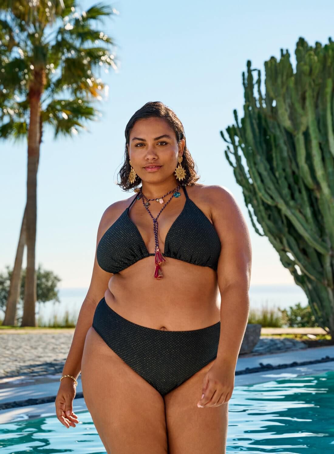 Triangelbikini med glitter, , Model