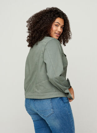 Kort färgad jeansjacka, Agave Green, Model image number 1
