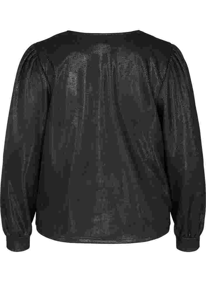 Kort jacka med glitter och dragkedja, Black, Packshot image number 1