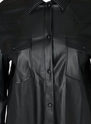 Skjortjacka i imiterad läder, Black, Packshot image number 2