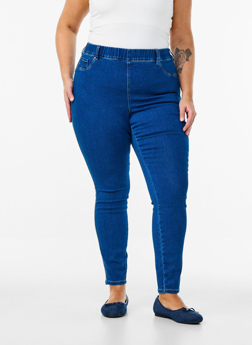 Jeggings med h&ouml;g midja, Bl&aring;, Model image number 2