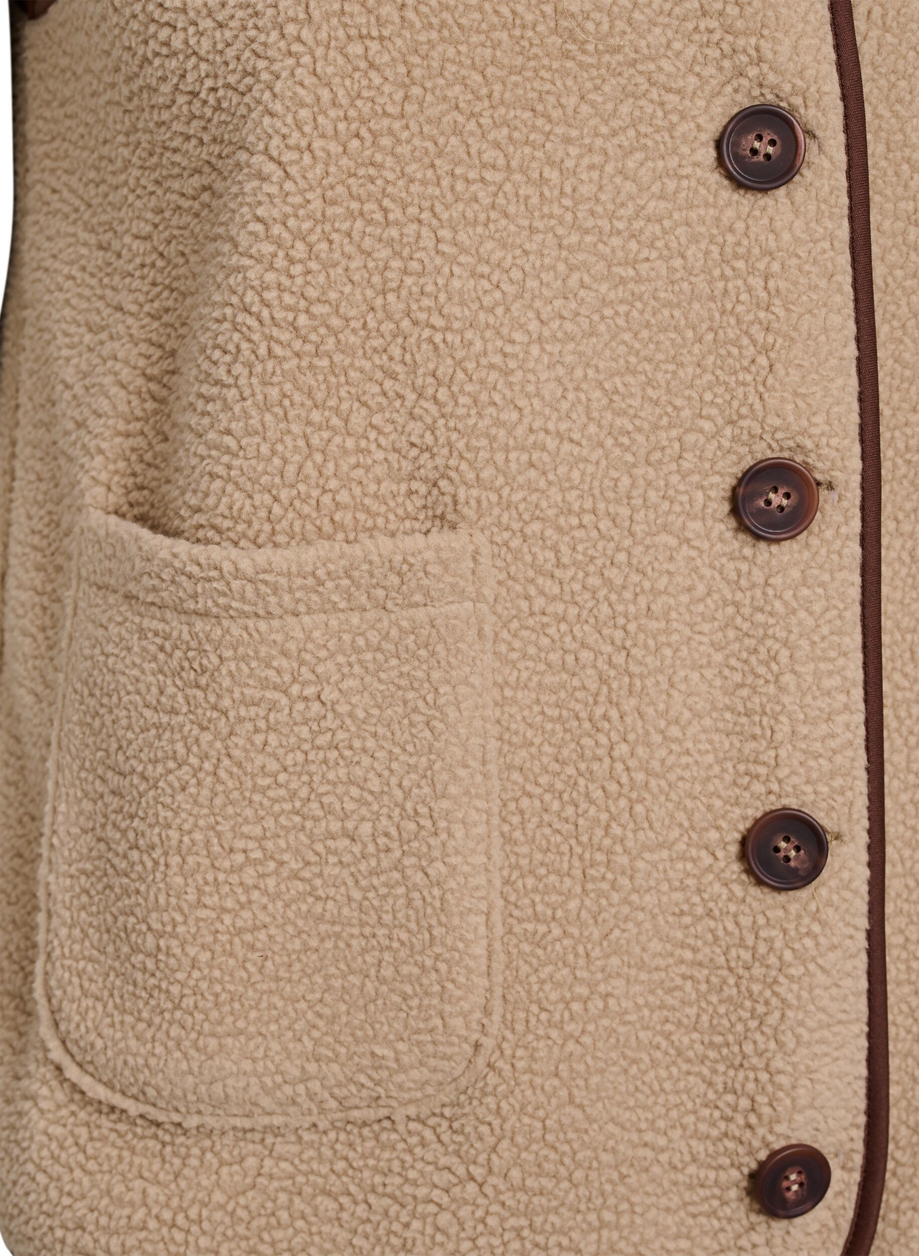 Zizzi V&auml;st i teddyfleece med kontrastkanter, Beige, Packshot image number 3