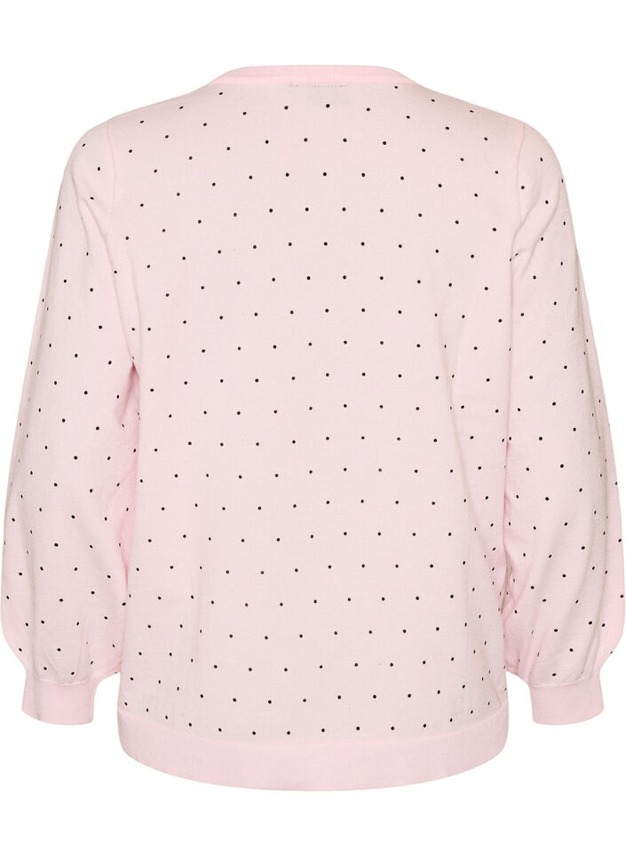 Stickad blus med sm&aring; prickar, Rosa, Packshot image number 1