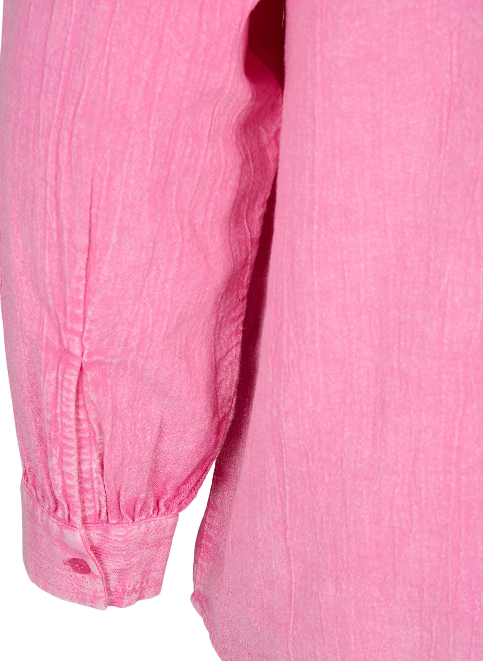 Zizzi Enf&auml;rgad jeansskjorta, Pink Power, Packshot image number 3