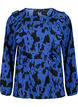 Långärmad blus med volanger, Black Blue AOP, Packshot image number 0