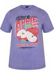 T-shirt i bomull med tryck framtill och en tv&auml;ttad look, Lila, Packshot image number 0
