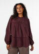 Blus med broderi och h&aring;lbroderad kantning, M&ouml;rk Bordeaux, Model image number 0