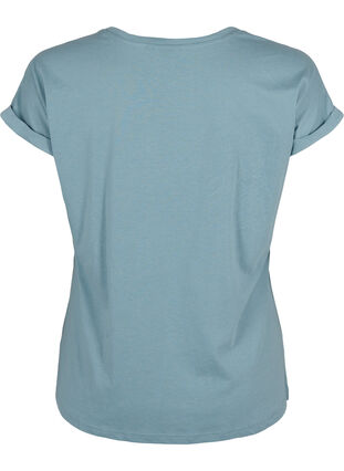 Kortärmad t-shirt i bomullsmix, Smoke Blue, Packshot image number 1
