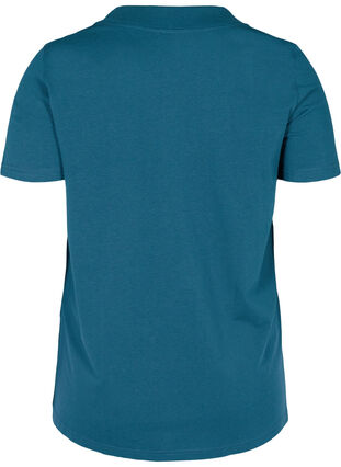 Kortärmad t-shirt med bred ribbad kant vid halsen, Reflecting Pond, Packshot image number 1