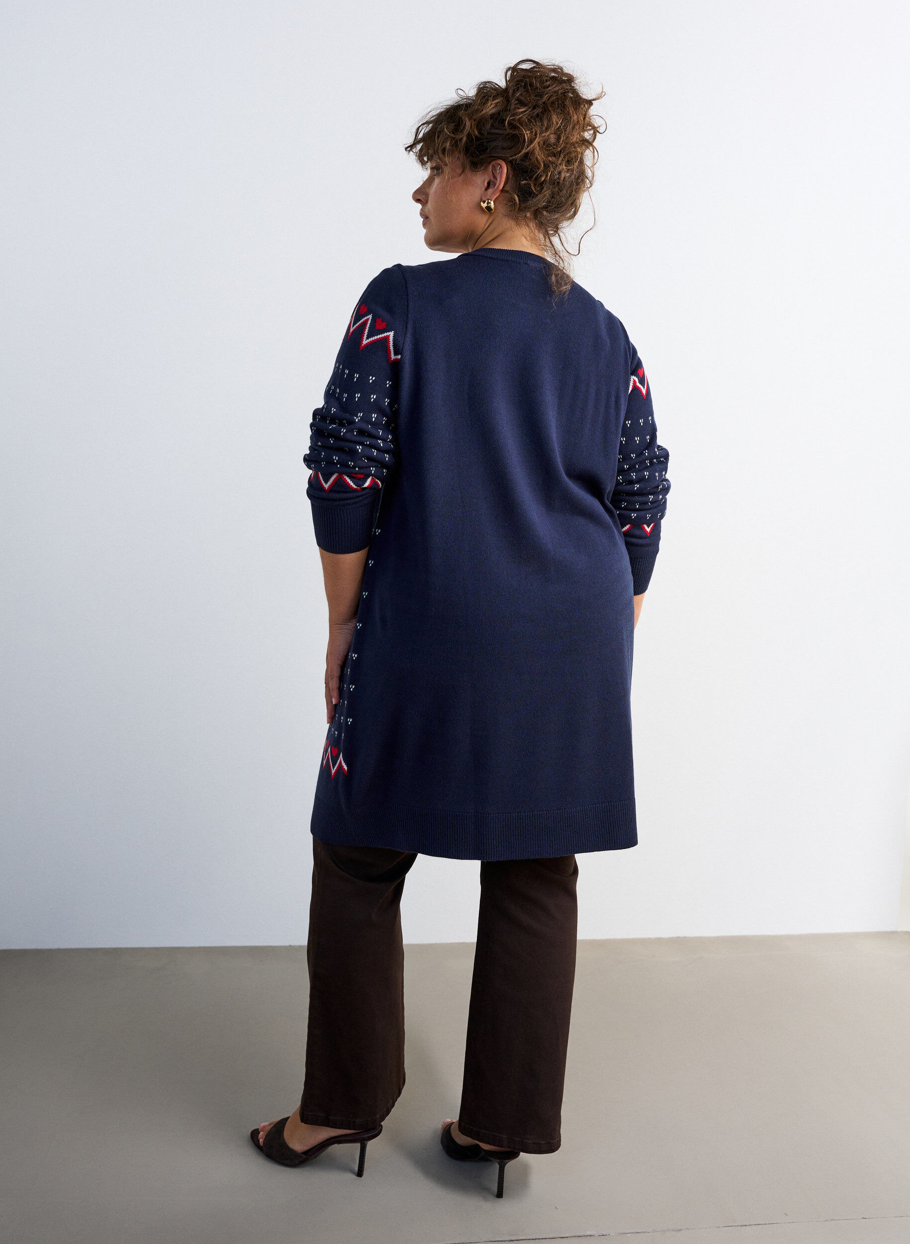 ZizziKort kl&auml;nning i stickat med julmotiv, Bl&aring;, Model image number 2