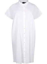 Lång skjorta i bomullsblandning med linne, Bright White