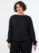 Jerseyblus med struktur och ballongsilhuett, Svart, Model image number 0