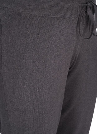 Stickade byxor med snöre och ribbad kant, Dark Grey Melange, Packshot image number 2