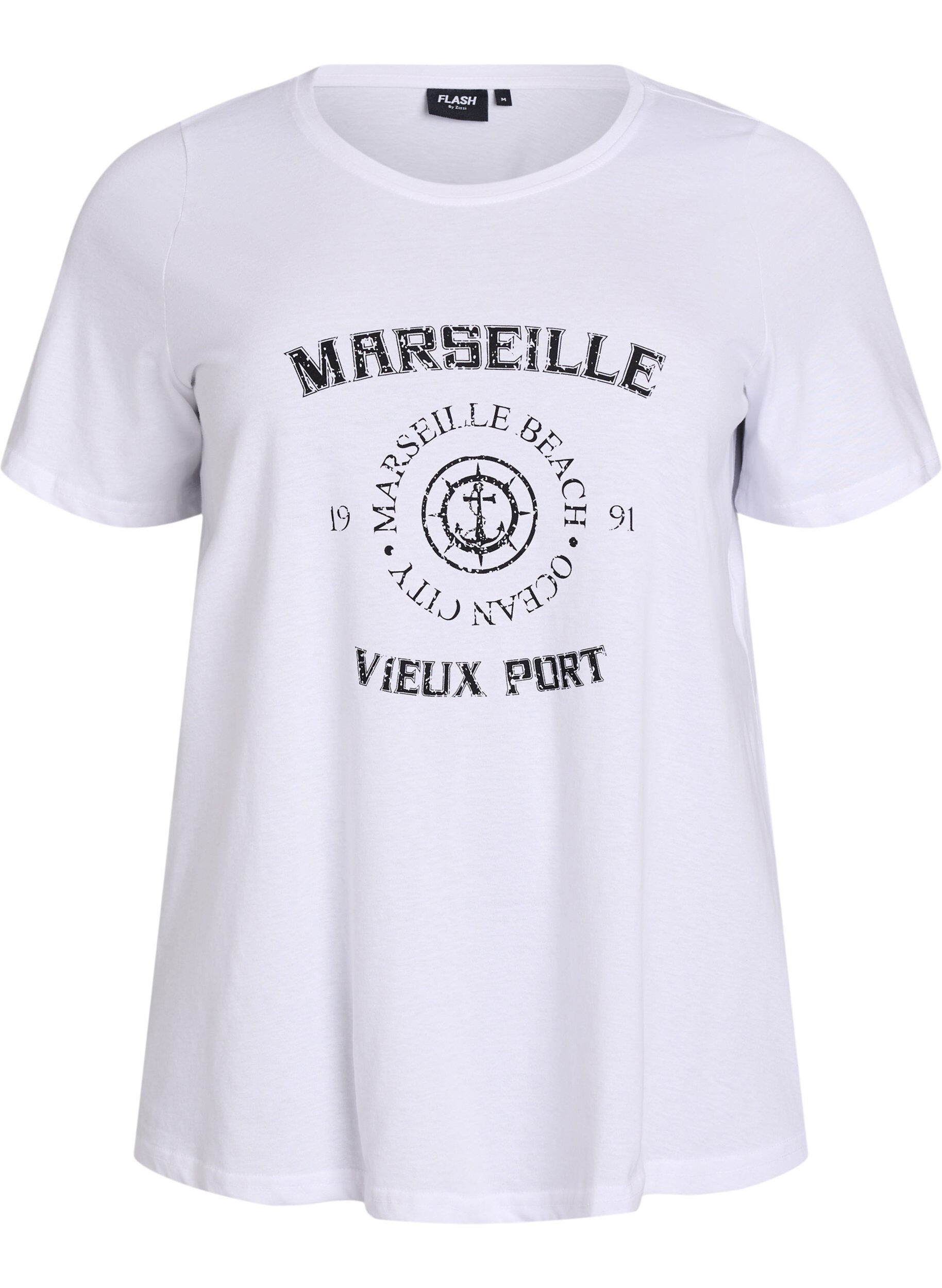 Zizzi T-shirt med tryck, Vit, Packshot image number 0