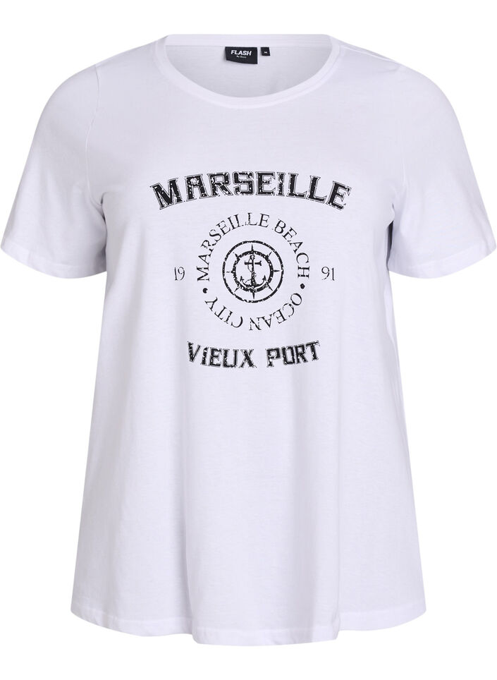 T-shirt med tryck, Vit, Packshot image number 0