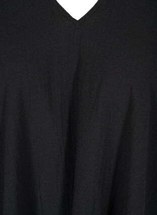 A-linjeformad och ärmlös tunika i ekologisk bomull, Black, Packshot image number 2