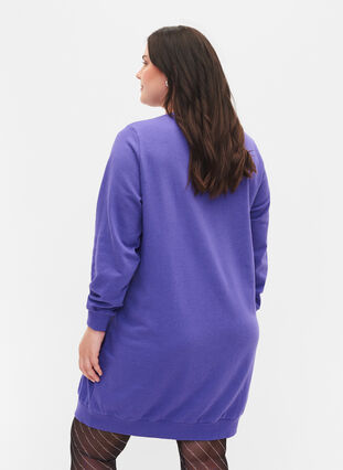 Sweatshirtklänning i bomull med texttryck, Purple Corallites, Model image number 1