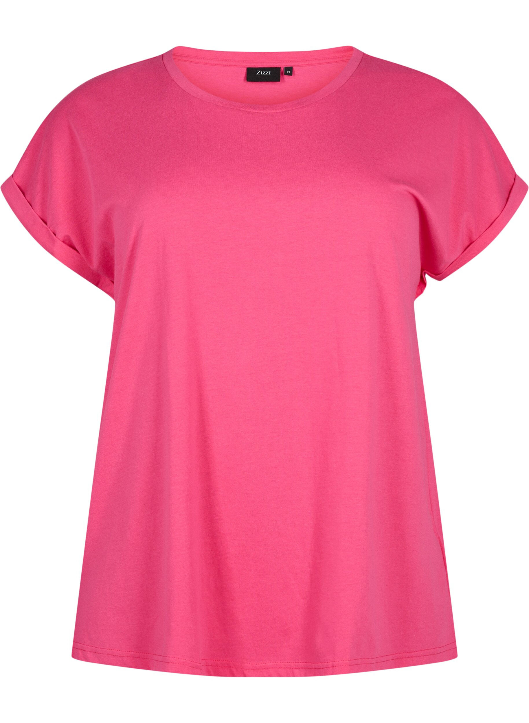 ZizziKort&auml;rmad t-shirt i bomullsmix, Rosa, Packshot image number 0