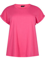 Kort&auml;rmad t-shirt i bomullsmix, Rosa