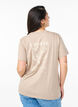 T-shirt i bomull med texttryck och rund halsringning, Brun, Model image number 2