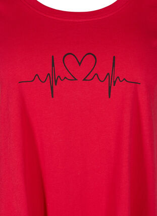 A-linjeformad och asymmetrisk t-shirt i bomull, Lipstick Red HEART, Packshot image number 2