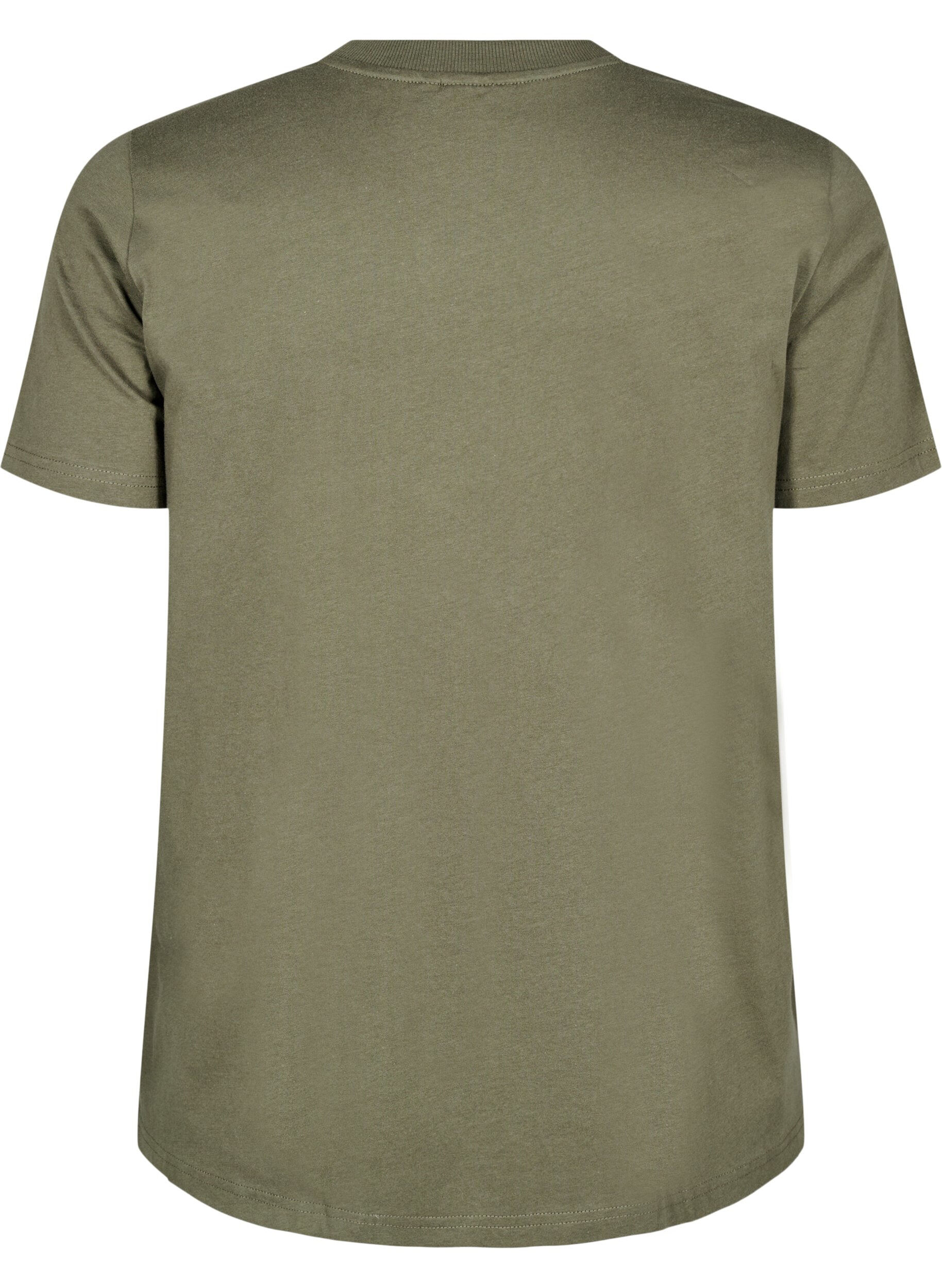 ZizziEnkel t-shirt i bomull med rund halsringning, Gr&ouml;n, Packshot image number 1