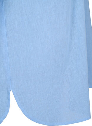 Skjortblus med knäppning i en blandning av bomull och linne, Serenity, Packshot image number 3