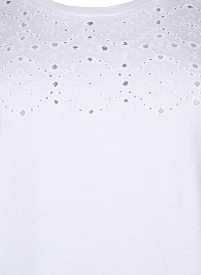 T-shirt i ekologisk bomull med engelsk brodyr, Bright White, Packshot image number 2