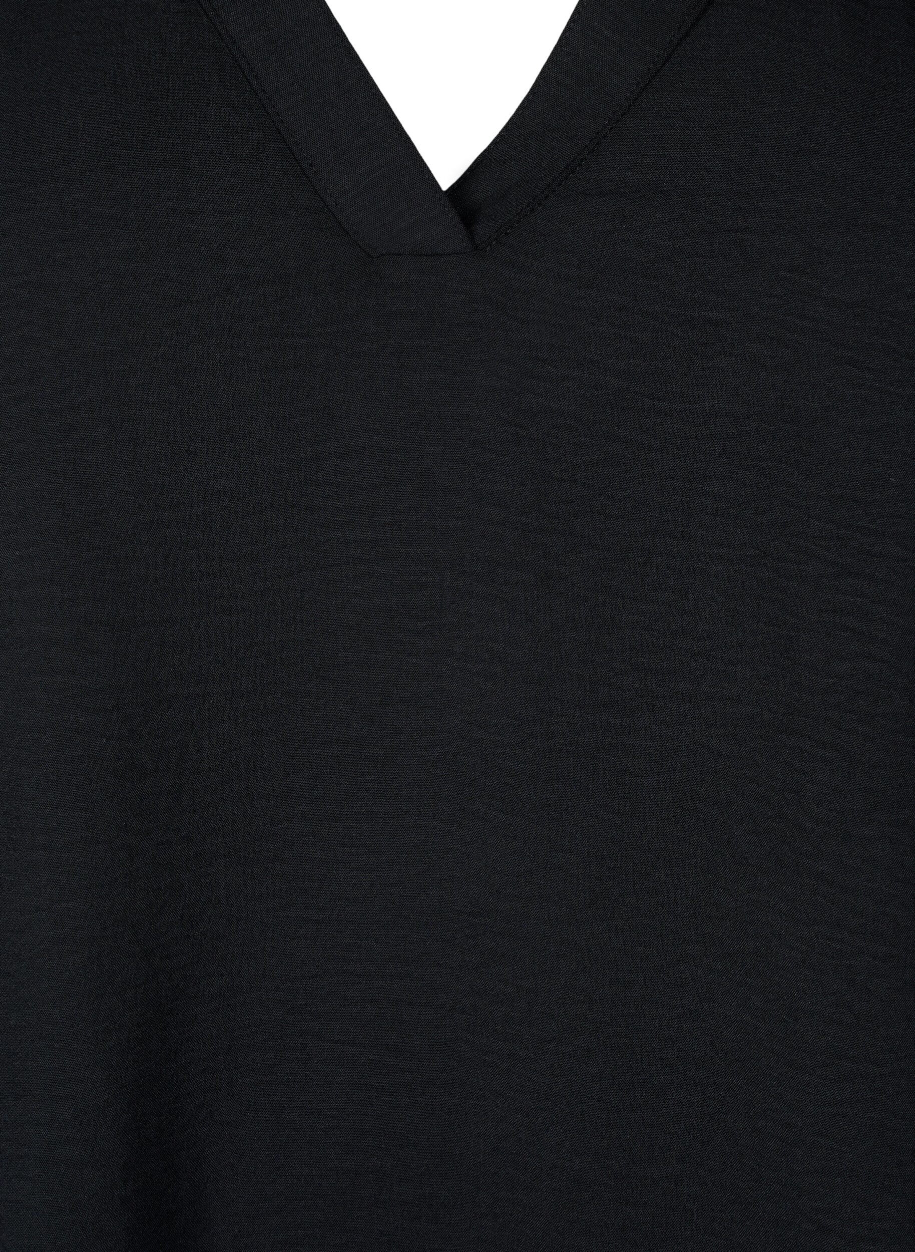 Zizzi&Auml;rml&ouml;s topp med rynkdetaljer, Svart, Packshot image number 2