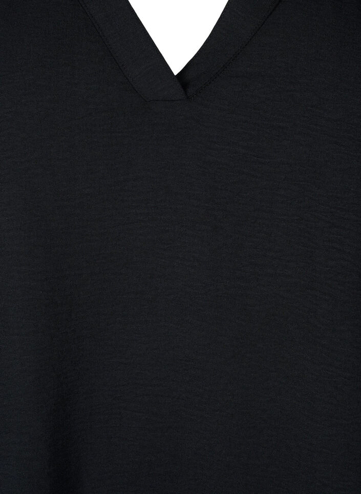 &Auml;rml&ouml;s topp med rynkdetaljer, Svart, Packshot image number 2